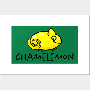 Funny chameleon as a lemon Posters and Art